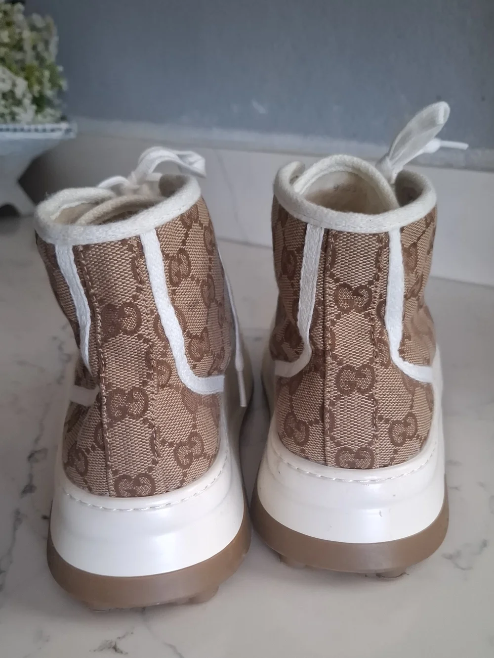 Gucci Tennis 1977 Brown GG Canvas High-Top Sneakers